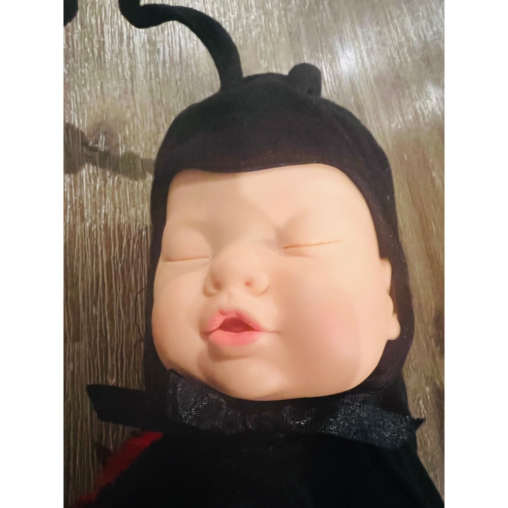 Vintage 1998 Unimax Sleeping Baby Ladybug Plush Doll 15 Inch Red Black 311-5